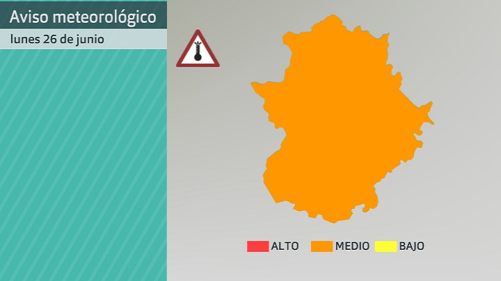 Aviso meteorológico (Aemet) para hoy lunes 26 de junio