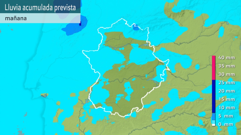 Lluvia acumulada prevista para el lunes