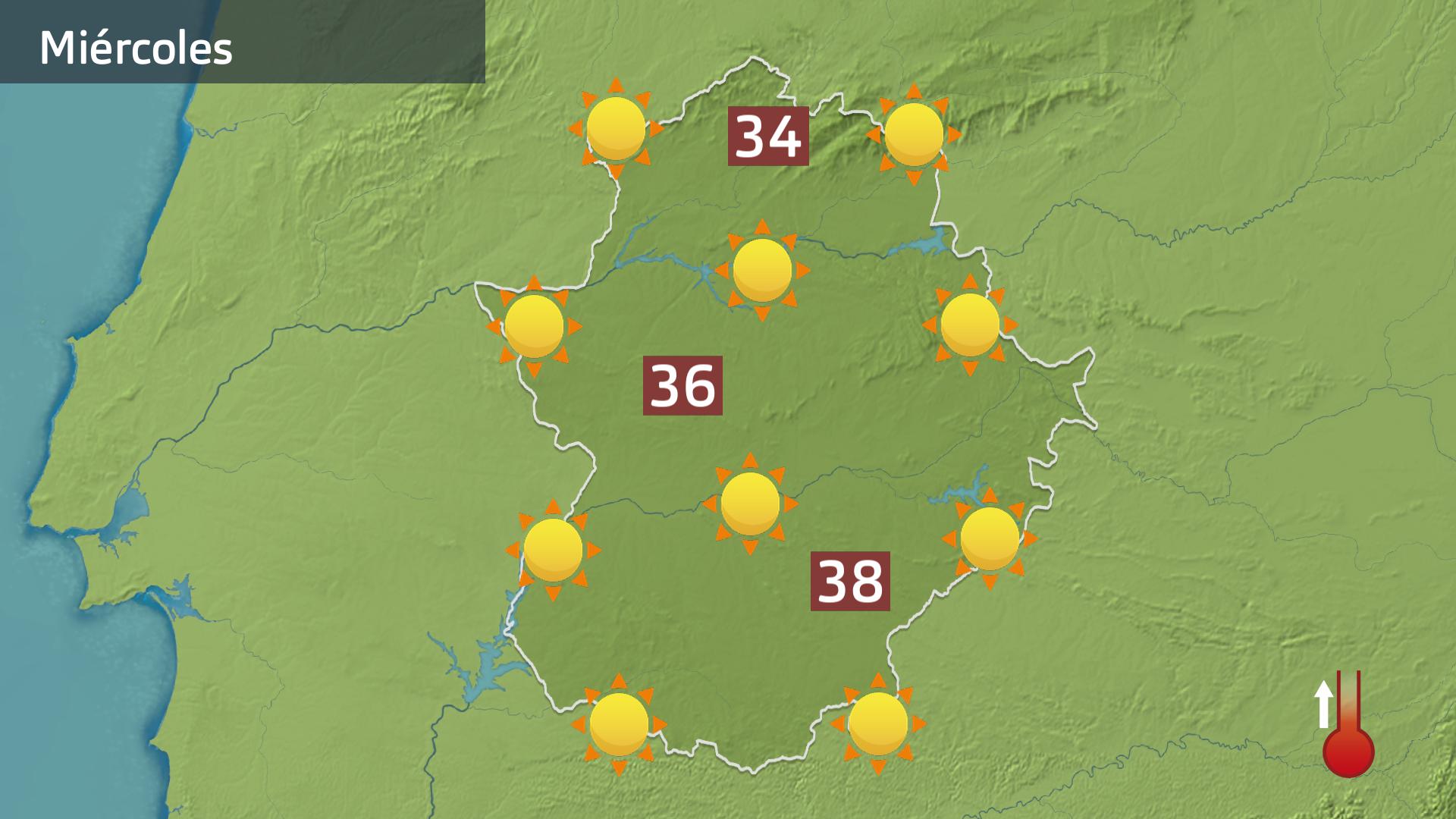 Mapa de previsión para hoy miércoles 26 de julio.