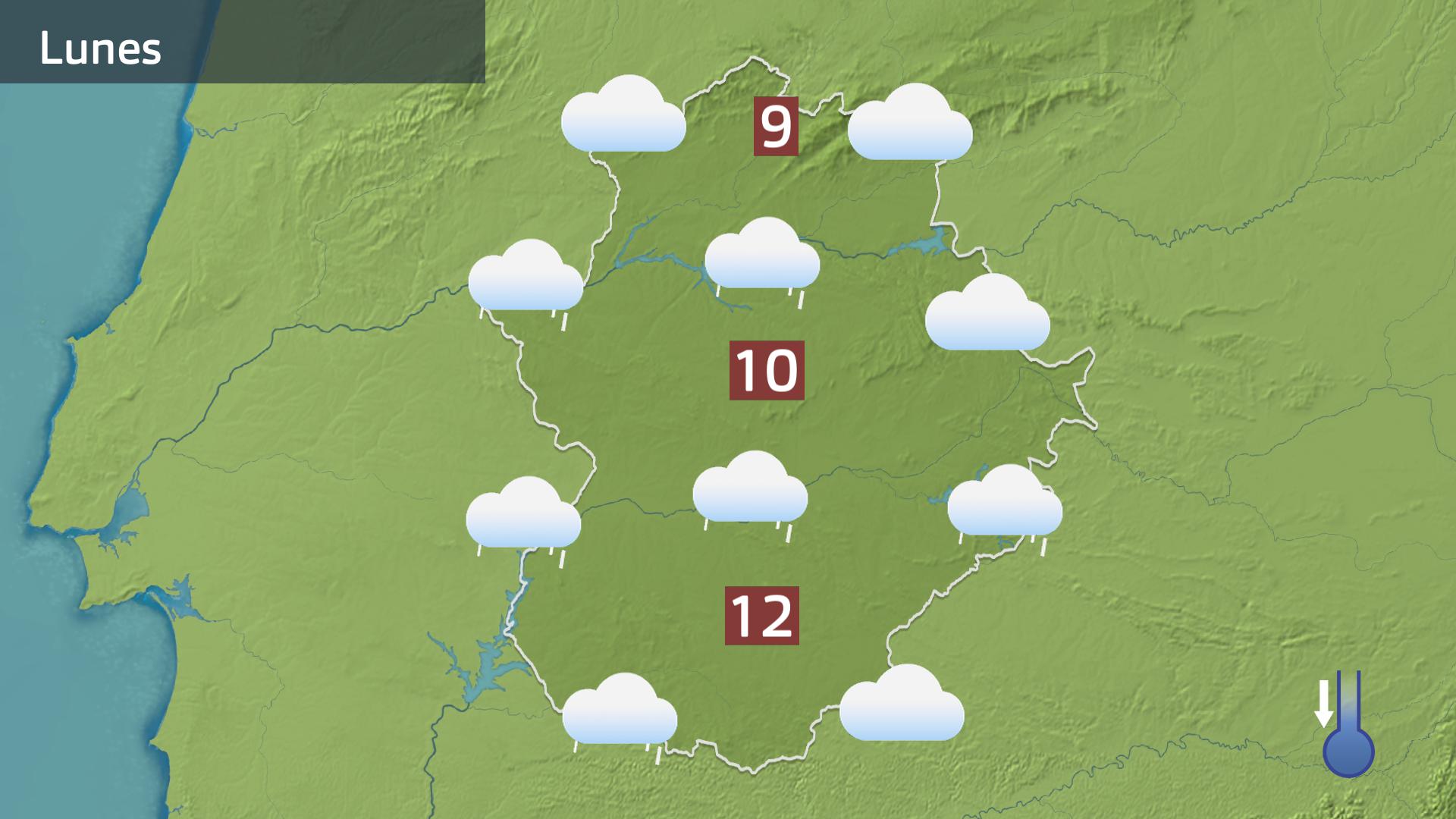 Mapa de previsión para hoy lunes 8 de enero