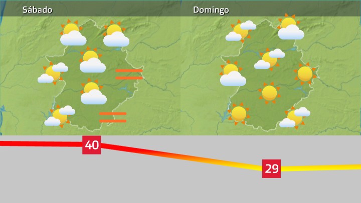 Mapa de tiempo previsto para el sábado 21  y el domingo 22 de mayo