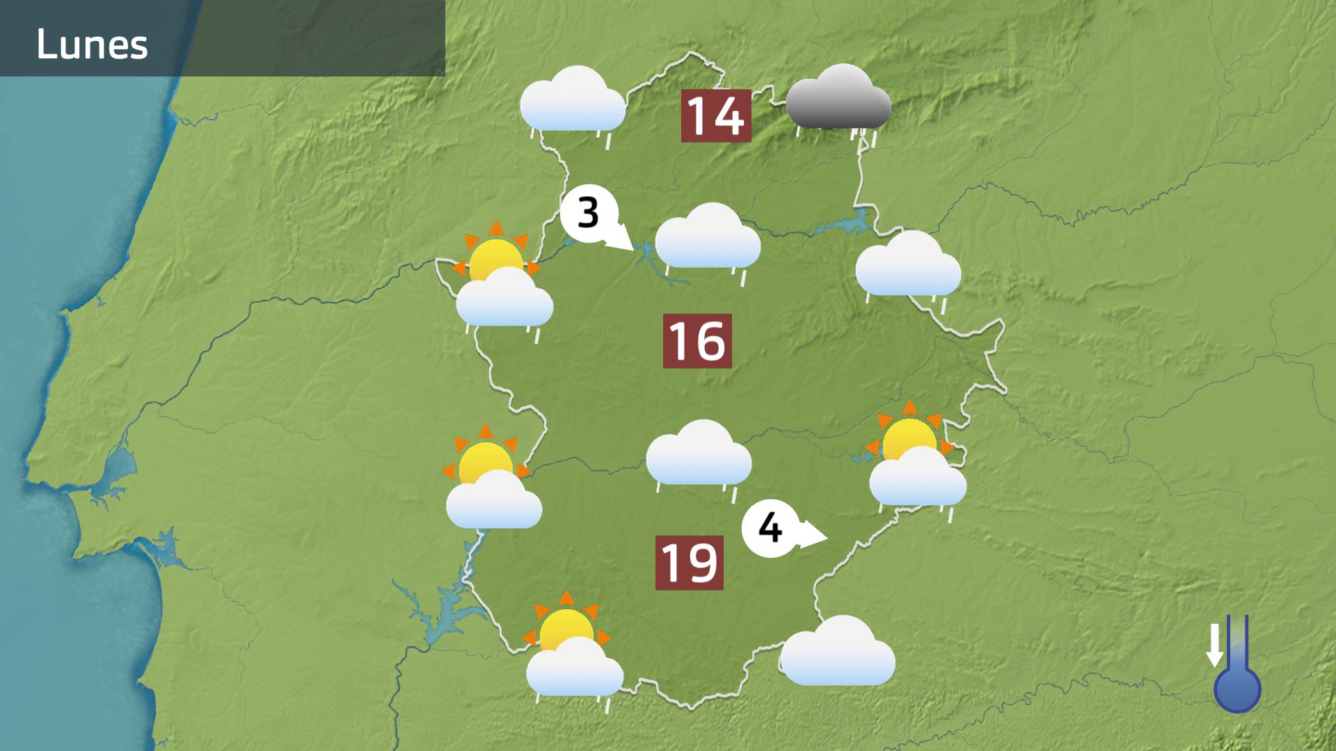 Mapa de previsión para hoy lunes 8 de abril