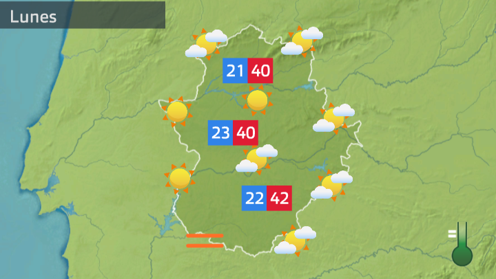 Mapa de tiempo previsto para el lunes 13 de junio