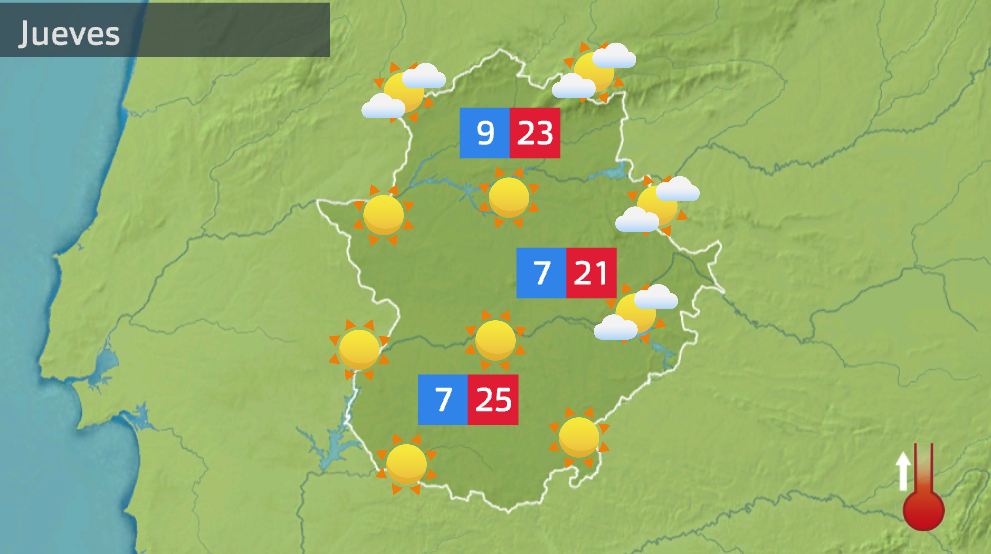 Mapa de tiempo previsto para el jueves 14 de abril