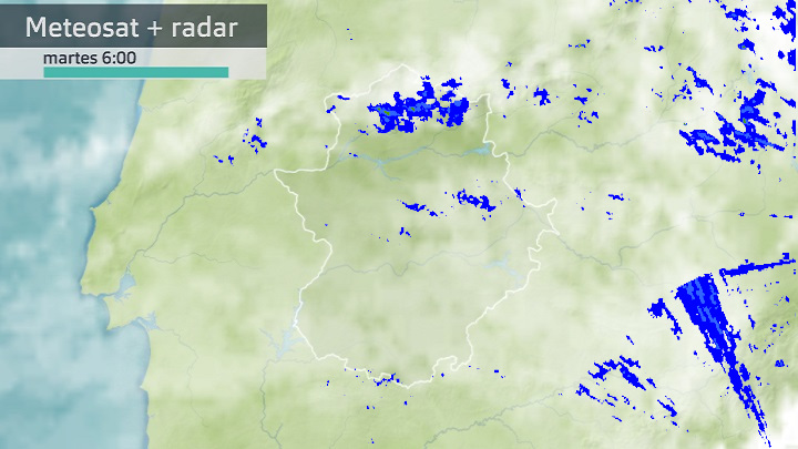 Imagen del Meteosat + radar meteorológico martes 17 de enero 6 h.