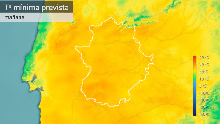 Mapa de temperaturas mínimas para el martes 12 de julio