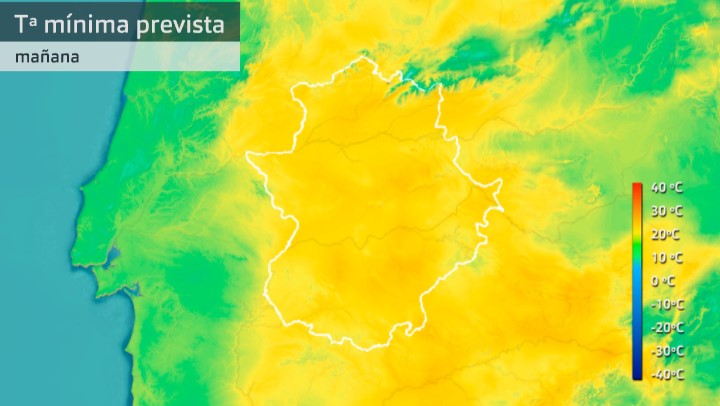 Mapa de temperaturas mínimas para el sábado 21 de mayo