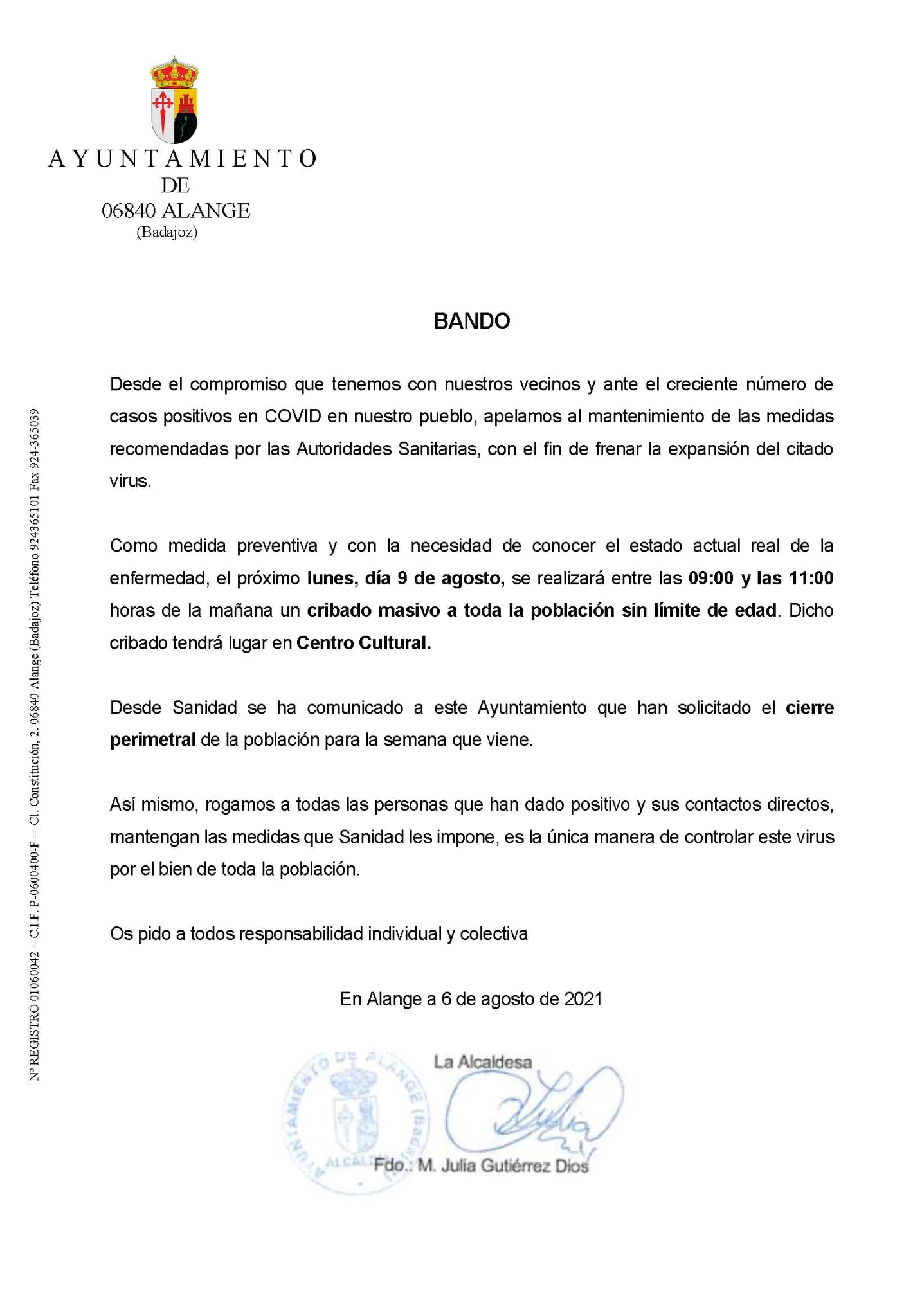 Bando municipal de Alange.