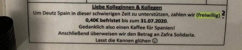 Mensaje máquina café diter Alemania