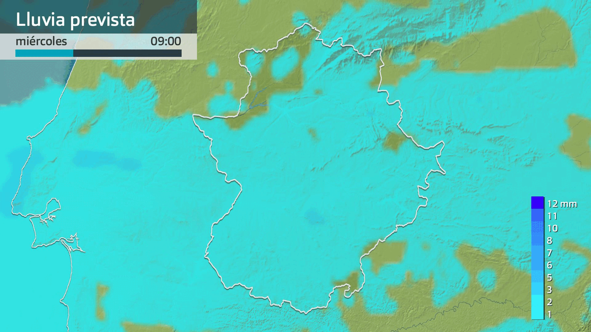 Lluvia prevista para hoy miércoles 27 de marzo
