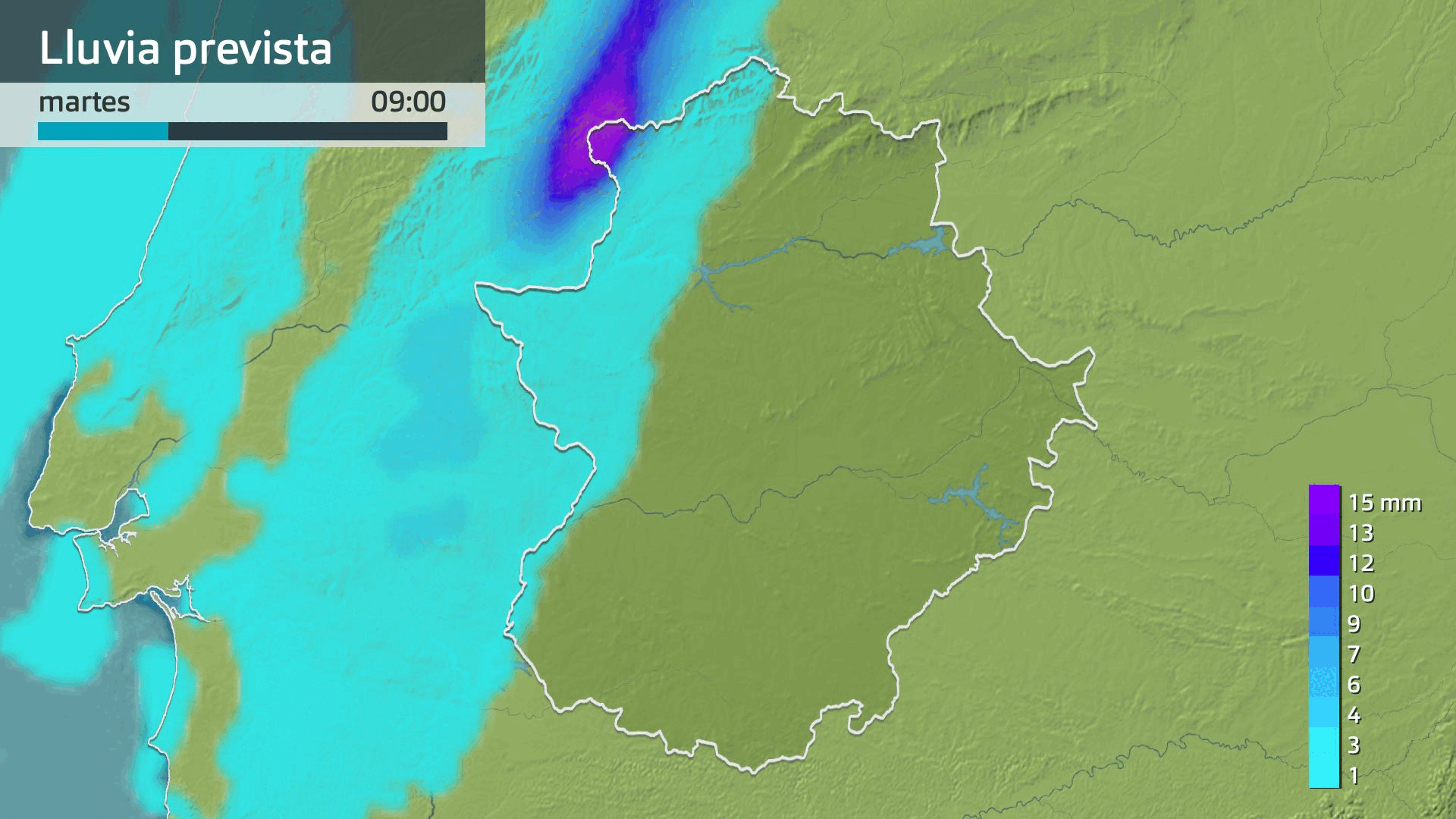 Lluvia prevista para hoy martes 18 de junio