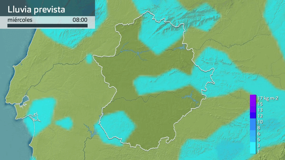 Lluvia prevista para estas próximas horas