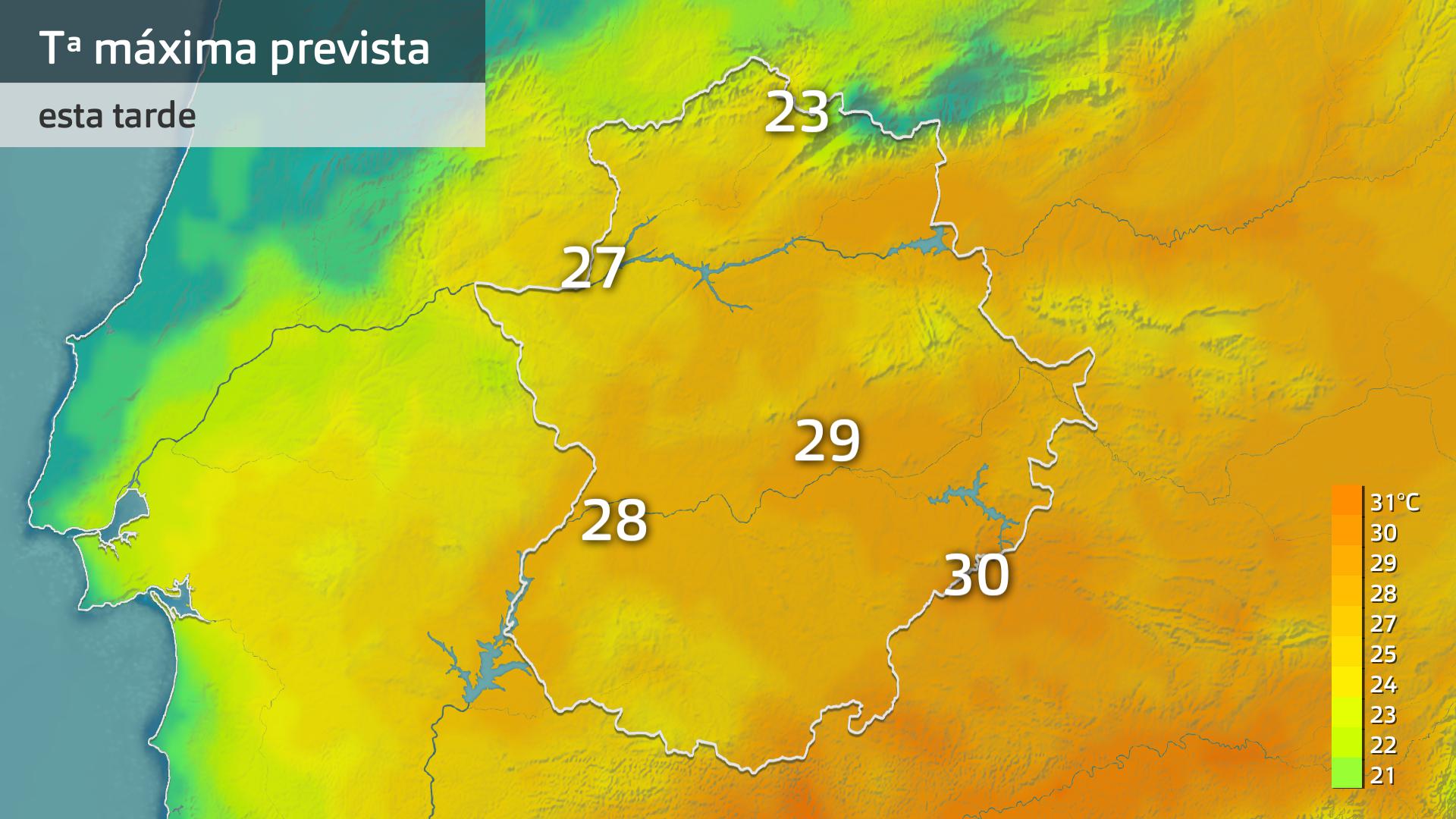 Temperatura máxima prevista para hoy lunes 13 de mayo
