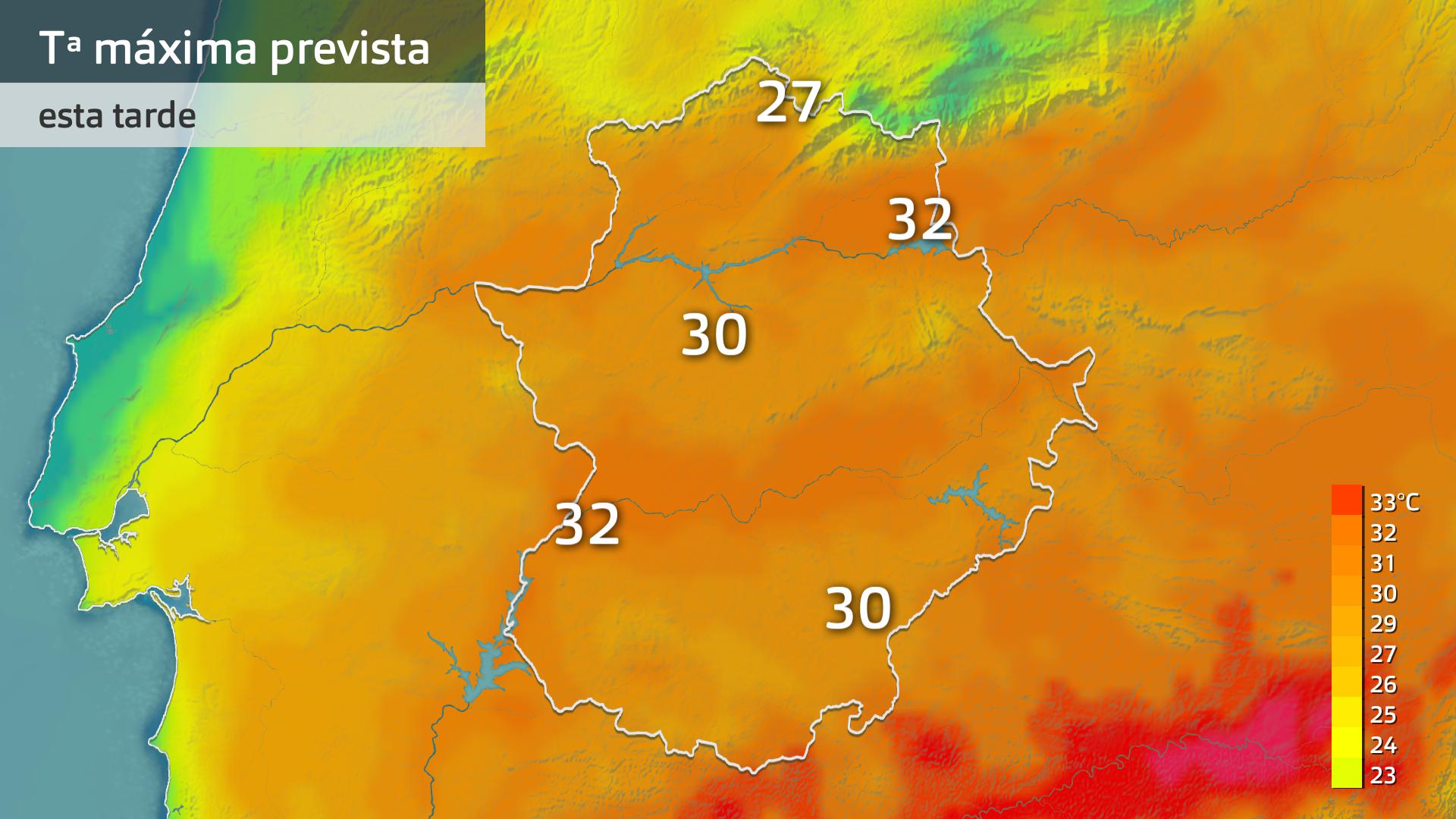 Temperatura máxima prevista para hoy lunes 27 de mayo