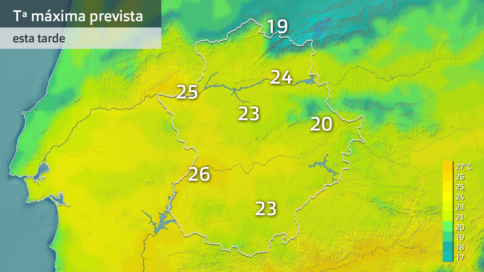 Temperatura máxima prevista para hoy jueves 20 de junio