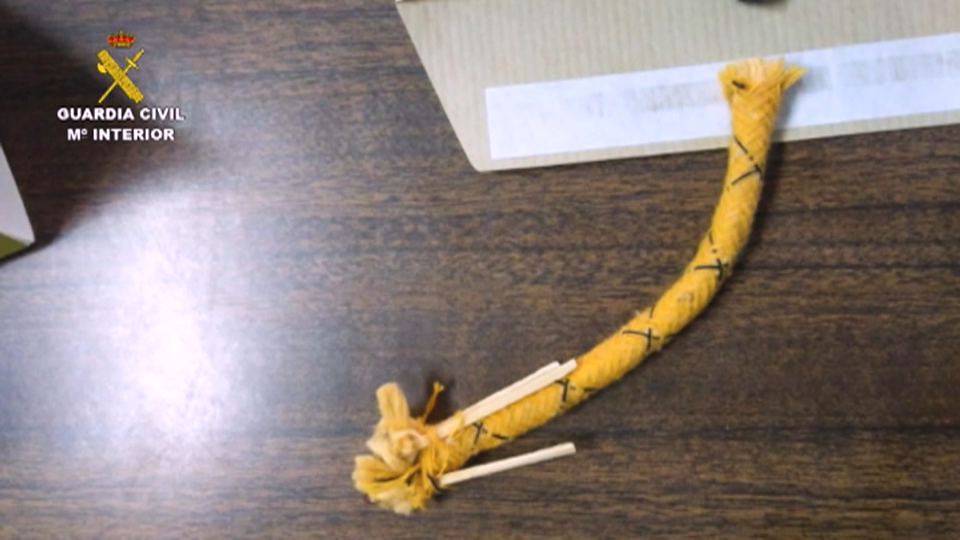 Mecha encontrada por la Guardia Civil en el vehículo del detenido