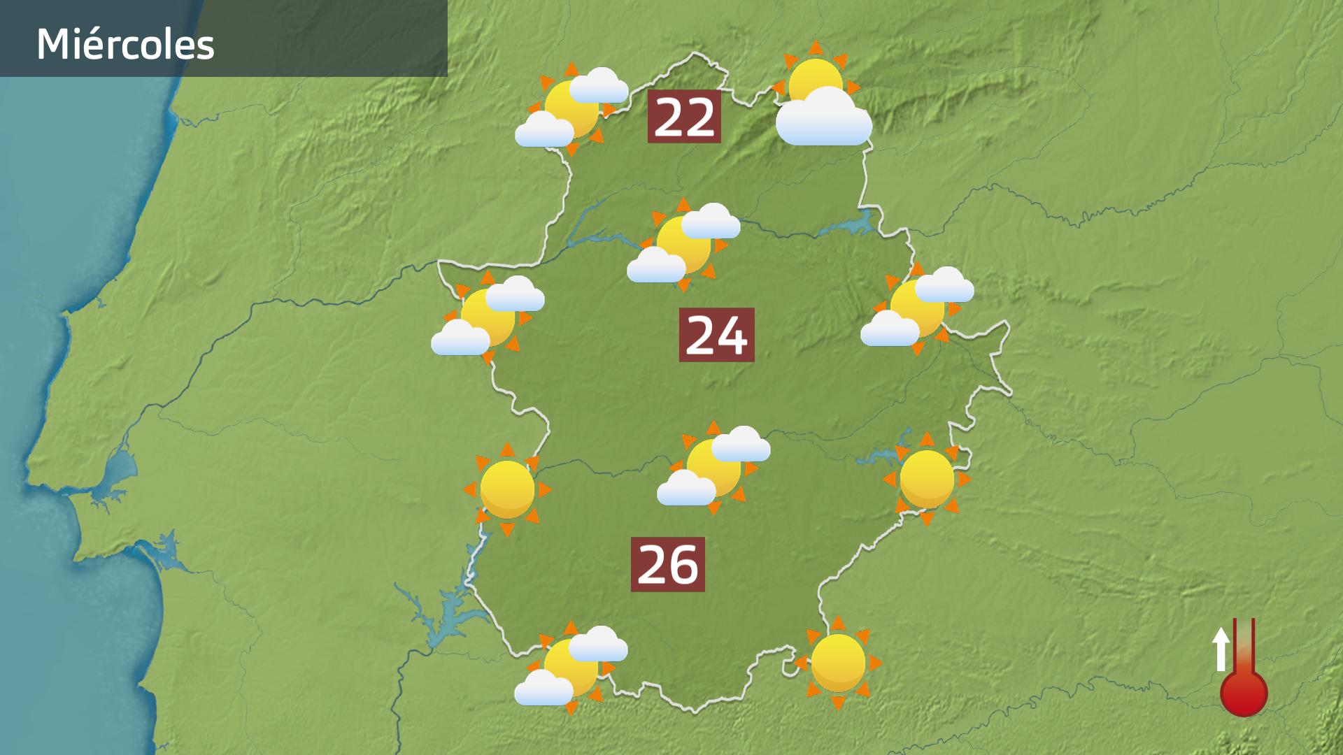 Mapa de previsión para hoy miércoles 22 de mayo