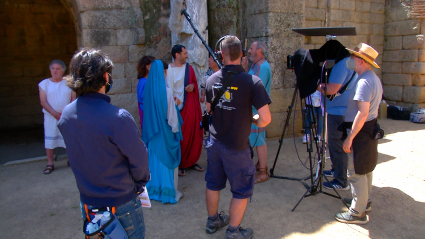 "Si Talía fuera ciega" rodaje película protagonizada por actores ciegos. Discapacidad visual. ONCE Teatro ONCE. Antonio Gil Aparicio. Esteve Ferrer. Teatro romano Mérida. Extremadura