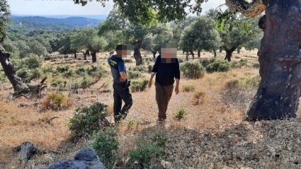 Foto cedida por la Guardia Civil de la localización del desaparecido.