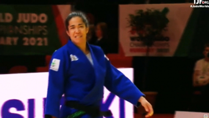 La judoka emeritense Cristina Cabaña durante una competición