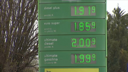 Panel de precios de una estación de servicio