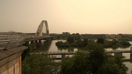 El puente de Lusitania, esta tarde