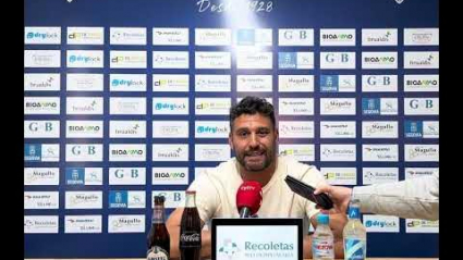 Luismi Álvarez en la sala de prensa del estadio de La Albuera, de Segovia.