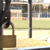 Puerta cerrada de una de las pistas deportivas de la ciudad