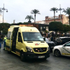 Ambulancias atendiendo tras una pelea en la Plaza de España de Mérida