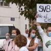 Protestantes solicitando el mantenimiento del SVB en Cilleros