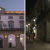 Ayuntamiento de Cáceres y escaparates iluminados