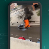 Coche ardiendo en Badajoz