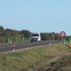 Balizas en la carretera de Cáceres a Miajadas