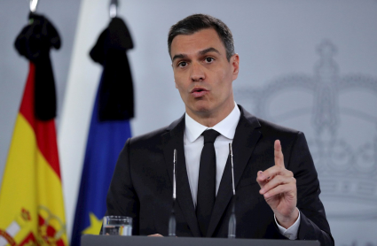 Imagen del presidente del Gobierno en la rueda de prensa