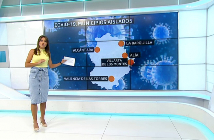 mapa de los 5 pueblos aislados en Extremadura por covid