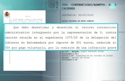 Resalte de la primera sentencia que ratifica una multa por saltarse el confinamiento