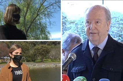 Dos de las denunciantes y Luis Acha