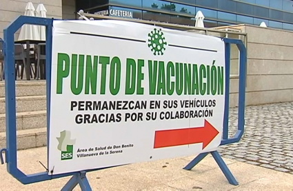 Cartel punto de vacunación en Feval