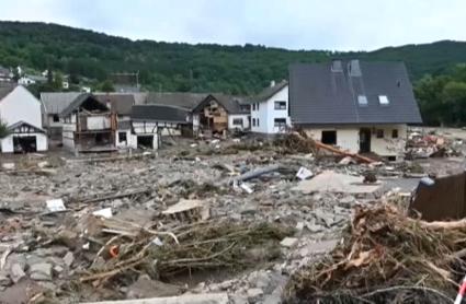 Pueblo del oeste de Alemania arrasado por las inundaciones.