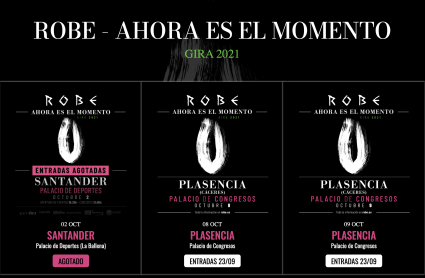 Web de Robe informando de la venta de entradas