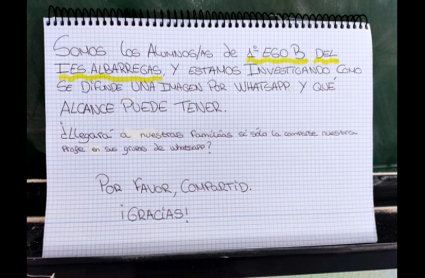 Mensaje compartido en redes sociales
