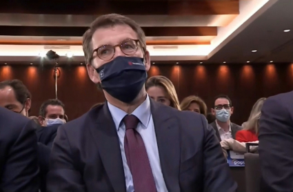 Alberto Núñez Feijóo, el pasado 2 de marzo cuando anunció su candidatura a presidir el PP, ante la Junta Directiva Nacional del partido.