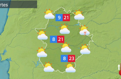Mapa de tiempo previsto para el martes 26 de abril
