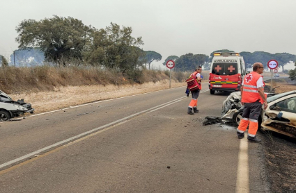 Colisión provocada por la falta de visibilidad causada por el incendio