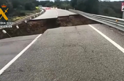 Carretera Cáceres-Badajoz cortada
